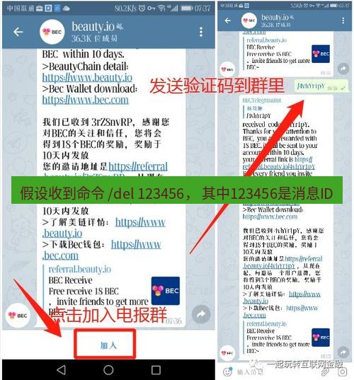 电报下载 假设收到命令 /del 123456， 其中123456是消息ID