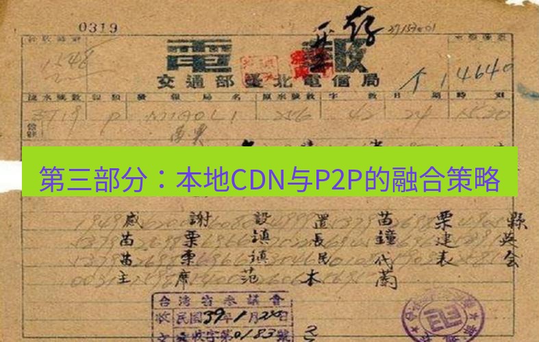 电报下载 第三部分：本地CDN与P2P的融合策略