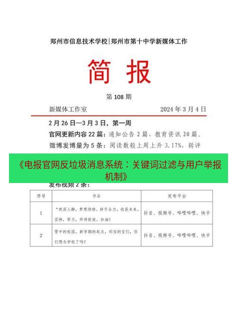 电报下载 《电报官网反垃圾消息系统:关键词过滤与用户举报机制》